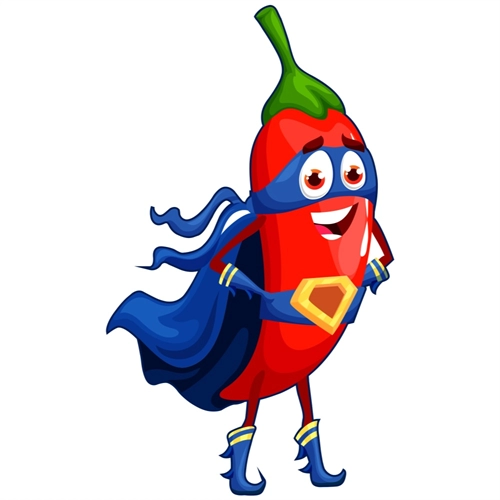 Superhero Red Chilli Classroom Vegetable Transparent Sticker
